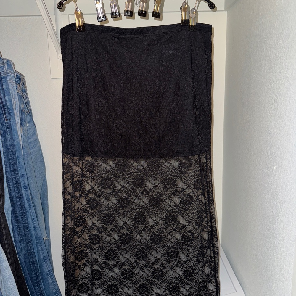 H&M Black Lace Midi Skirt